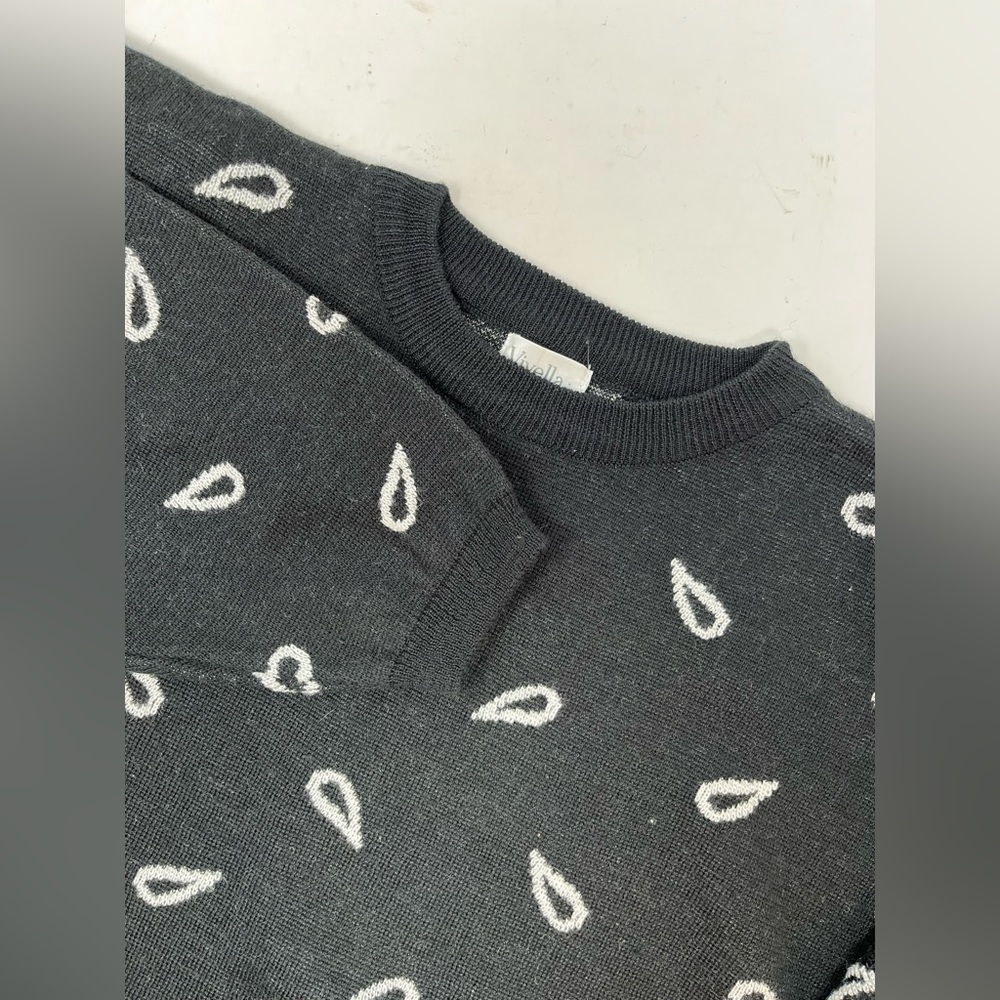 Vintage Viyella Black And White Knit Turtleneck Sweater Sz Medium Used GHR5.